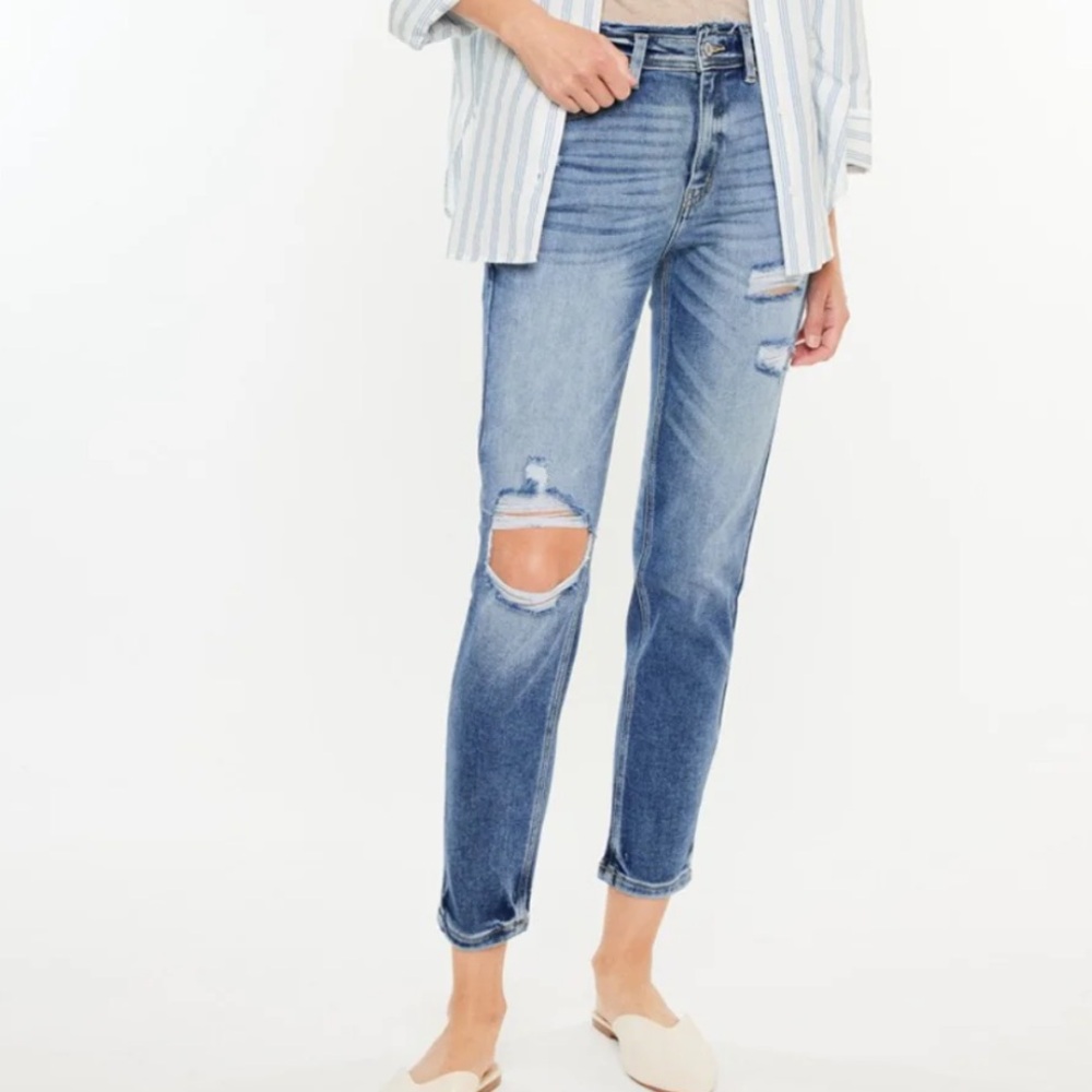 Kancan High Rise Distressed Mom Jeans - Picture 10 of 11